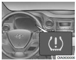 Hyundai I10: Lampka Ostrzegawcza Niskiego Ciśnienia W Ogumieniu - System Monitorowania Ciśnienia W Ogumieniu (Tpms) - Postępowanie W Przypadku Awarii